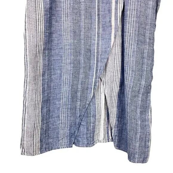 Express NWT Blue White Stripe Linen Blend Cut Out Strappy Wrap Midi Dress - Picture 9 of 11